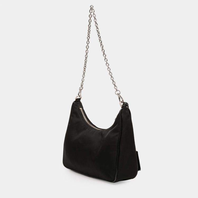 Pre Owned Prada Black Tessuto Re Edition 2005 Satchel