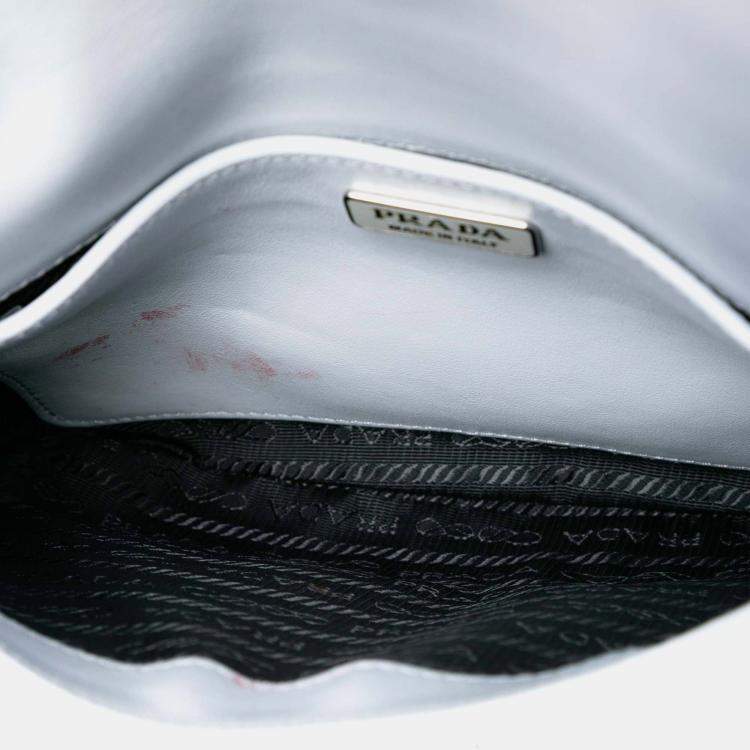 Pre Owned Prada Grey Mini Brushed Leather Cleo Flap