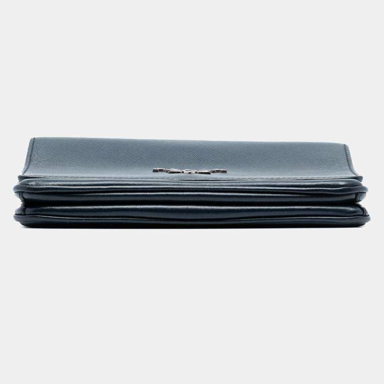 Pre Owned Prada Blue Saffiano and City Calf Chain Crossbody