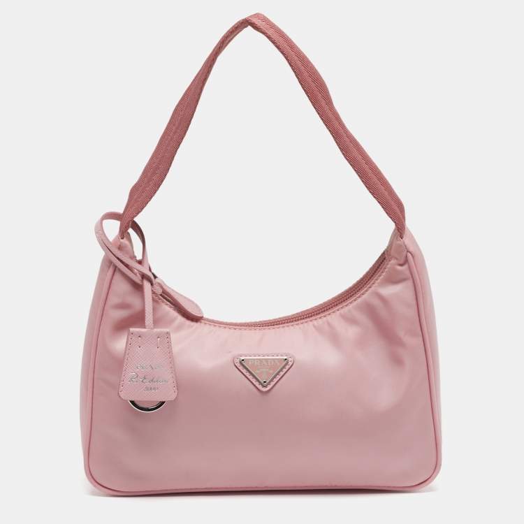 Pre Owned Prada Re-Edition 2000 Pink Nylon Shoulder Bag
