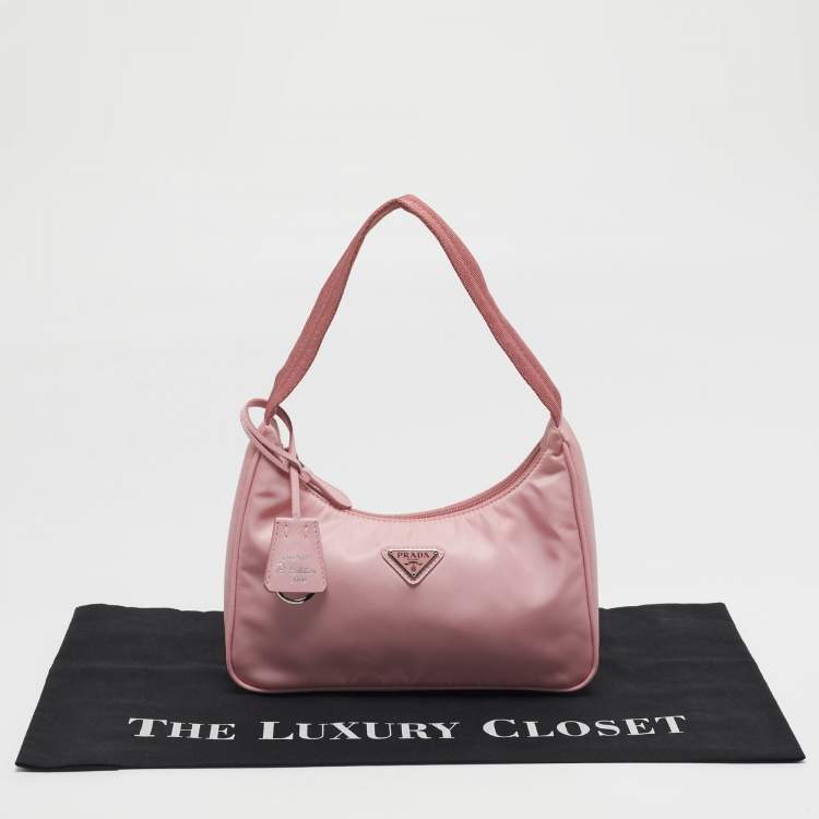 Pre Owned Prada Re-Edition 2000 Pink Nylon Shoulder Bag