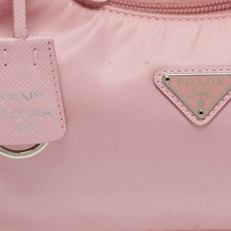 Pre Owned Prada Re-Edition 2000 Pink Nylon Shoulder Bag