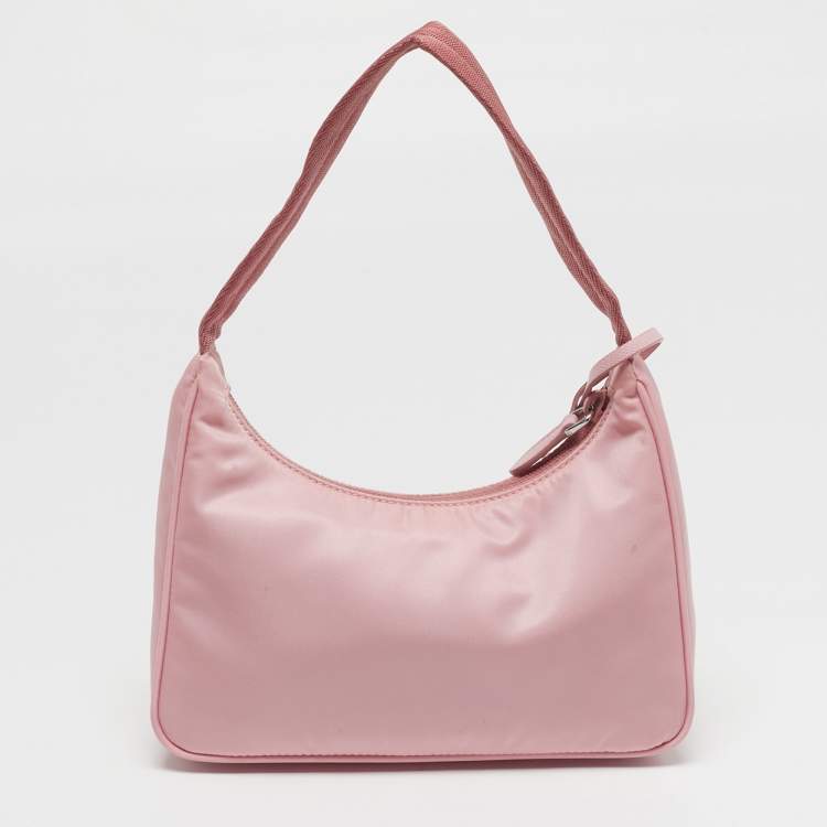 Pre Owned Prada Re-Edition 2000 Pink Nylon Shoulder Bag