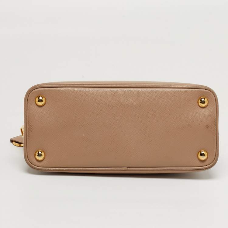 Pre Owned Prada Promenade Small Beige Saffiano Lux Leather Satchel