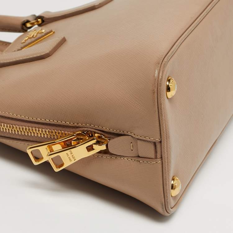 Pre Owned Prada Promenade Small Beige Saffiano Lux Leather Satchel