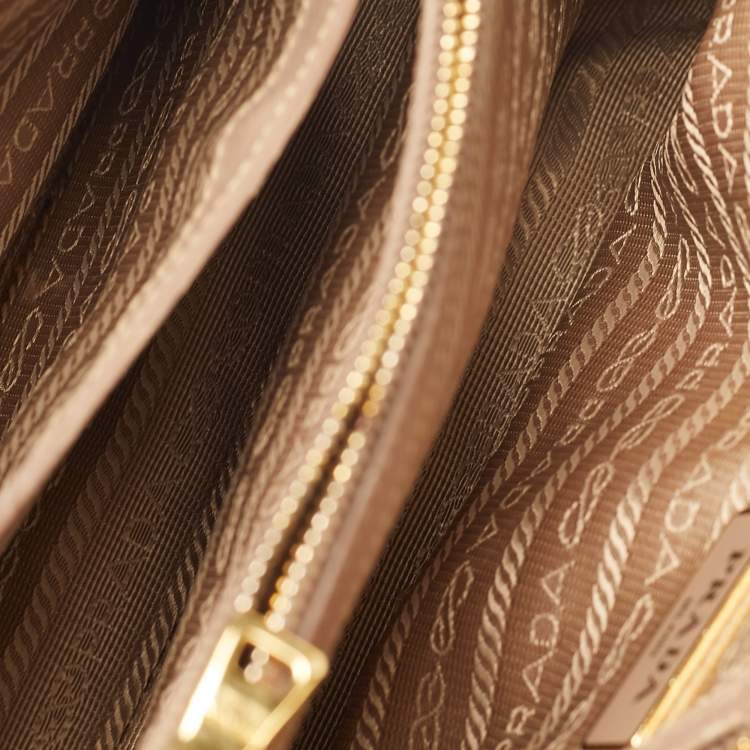 Pre Owned Prada Promenade Small Beige Saffiano Lux Leather Satchel