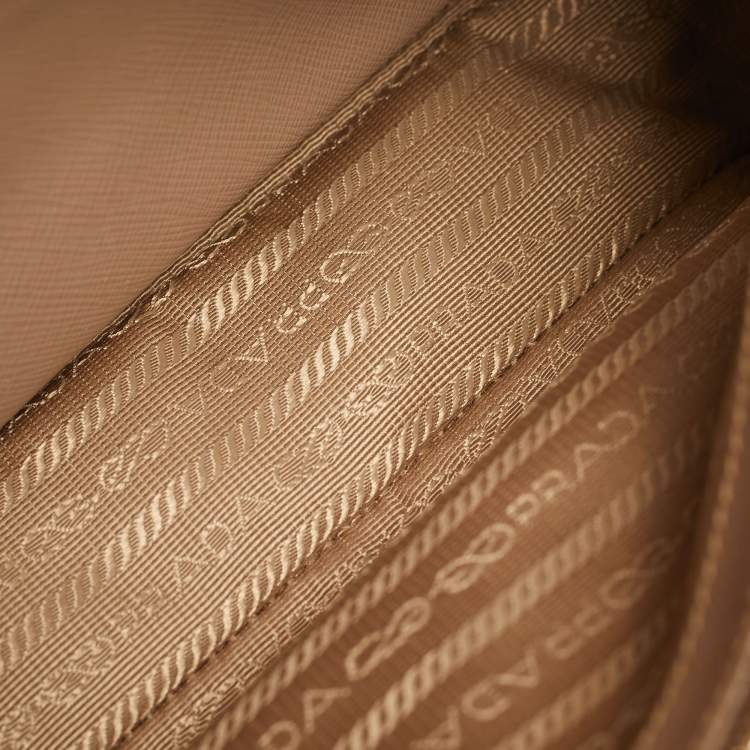 Pre Owned Prada Promenade Small Beige Saffiano Lux Leather Satchel