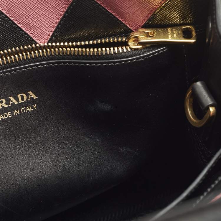 Pre Owned Prada Paradigme Black/Pink Saffiano Leather Tote