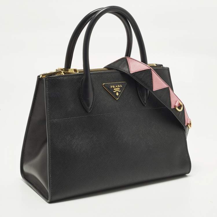 Pre Owned Prada Paradigme Black/Pink Saffiano Leather Tote