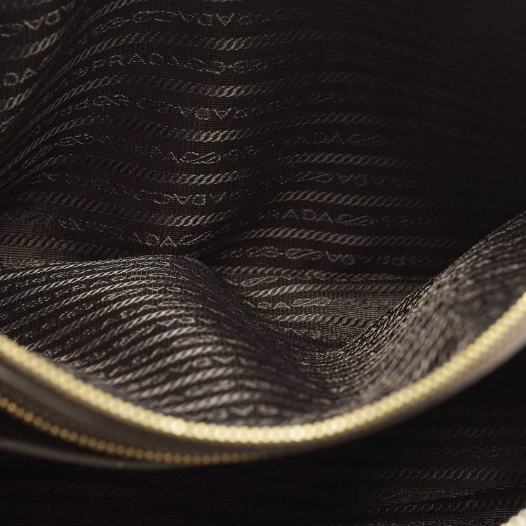 Pre Owned Prada Double Zip Large Grey Saffiano Lux Leather Tote