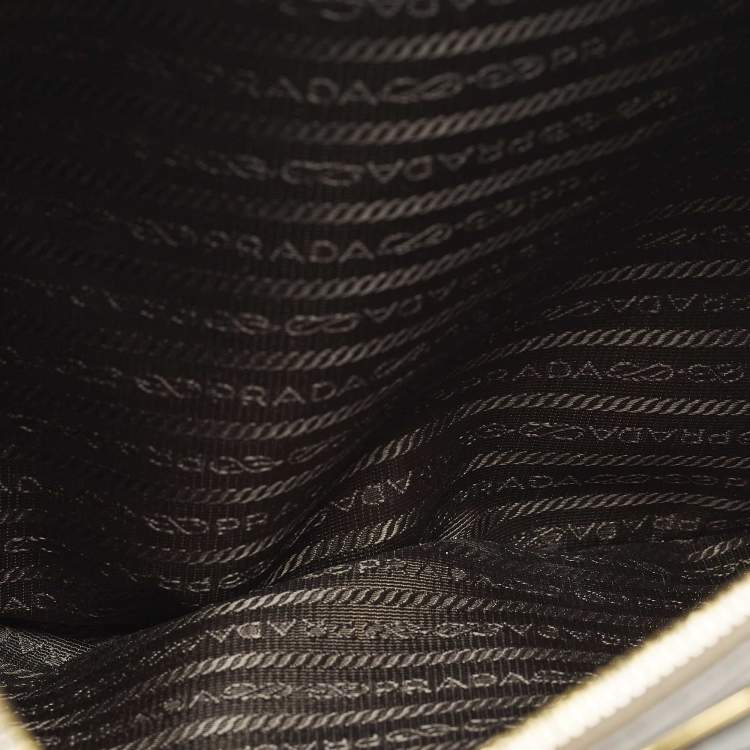 Pre Owned Prada Double Zip Large Grey Saffiano Lux Leather Tote