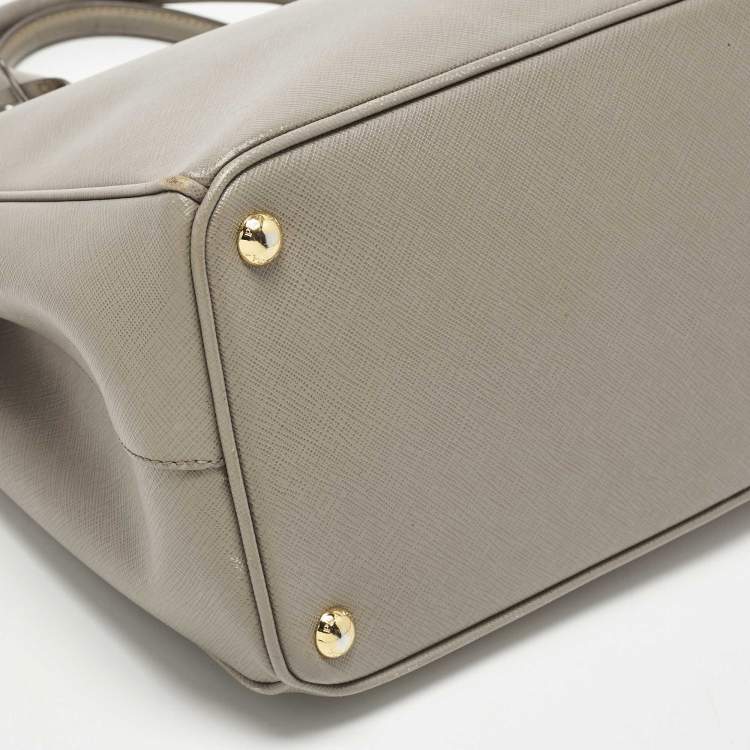 Pre Owned Prada Double Zip Large Grey Saffiano Lux Leather Tote