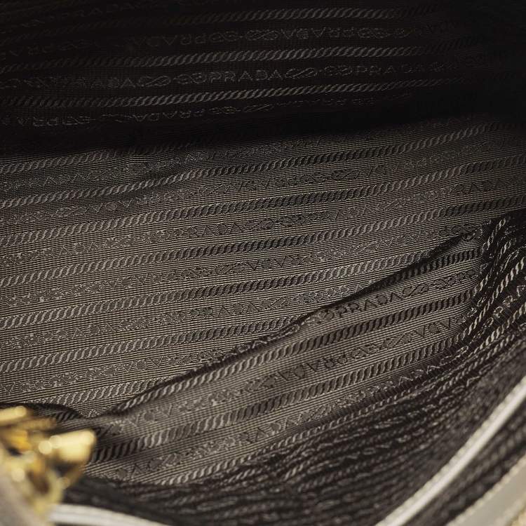 Pre Owned Prada Double Zip Large Grey Saffiano Lux Leather Tote