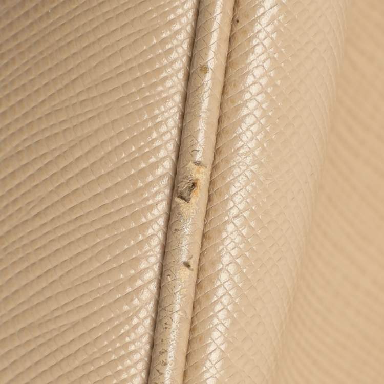 Pre Owned Prada Galleria Double Zip Small Beige Saffiano Lux Leather Tote