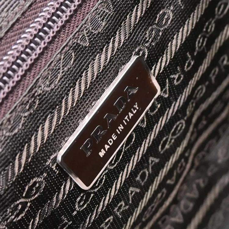 Pre Owned Prada Brown/Red Canvas Leather Handbag