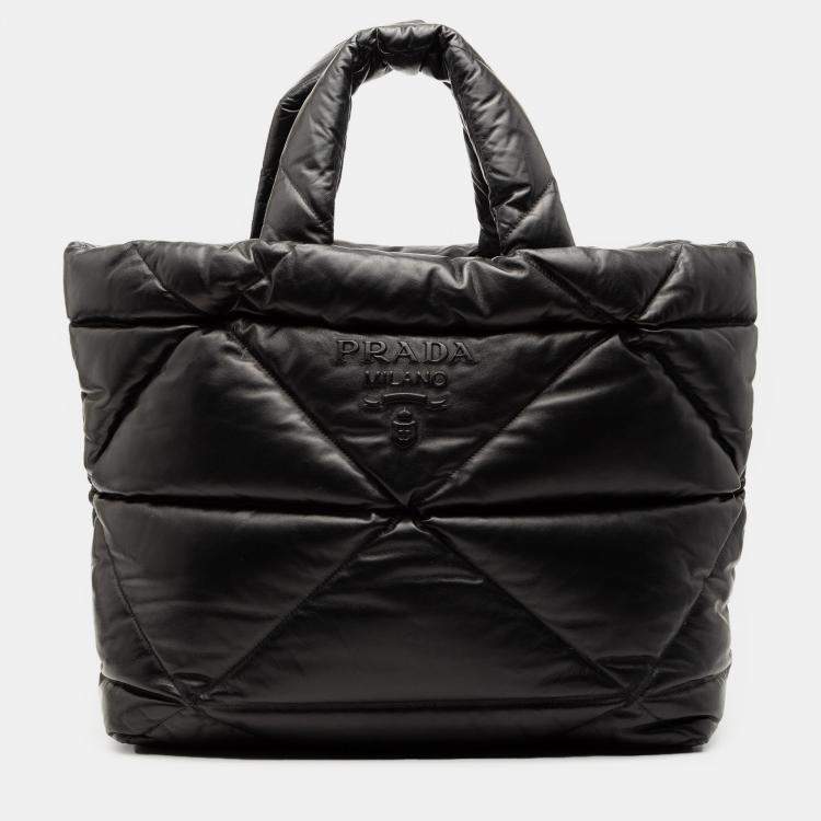 Pre Owned Prada Black Large Quilted Nappa Padded Tote