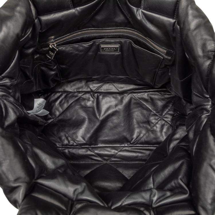 Pre Owned Prada Black Large Quilted Nappa Padded Tote