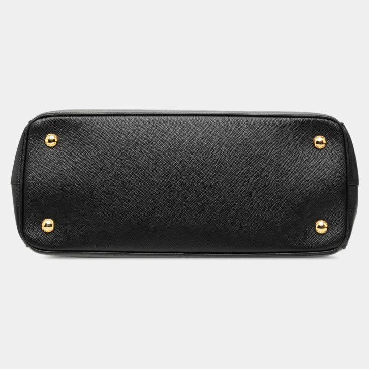 Pre Owned Prada Black Medium Bicolor Saffiano Lux Galleria Satchel
