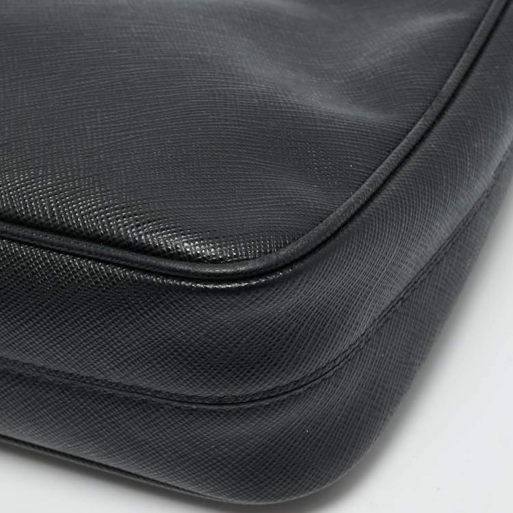 Pre Owned Prada Re-Edition 2005 Black Saffiano Lux Leather Shoulder Bag
