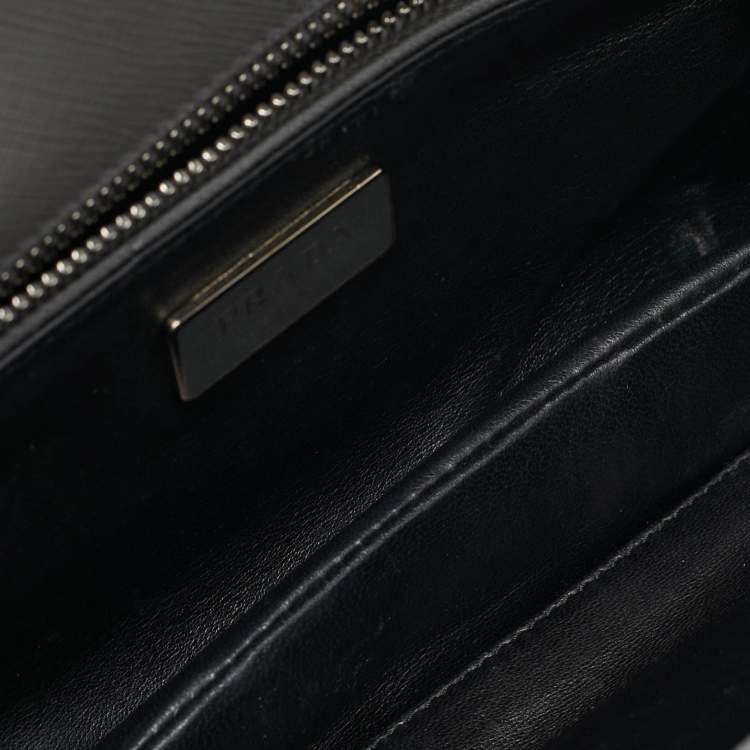 Pre Owned Prada Sound Grey Saffiano Soft Leather Clutch