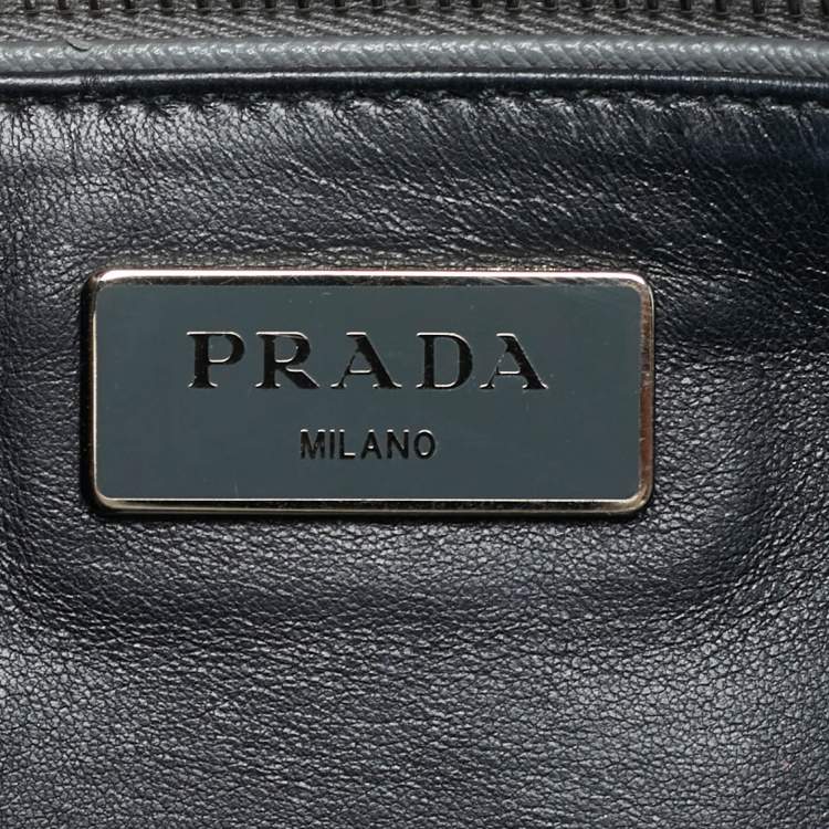 Pre Owned Prada Sound Grey Saffiano Soft Leather Clutch