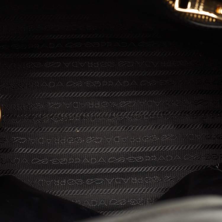 Pre Owned Prada Monochrome Medium Black Saffiano Cuir Leather Tote