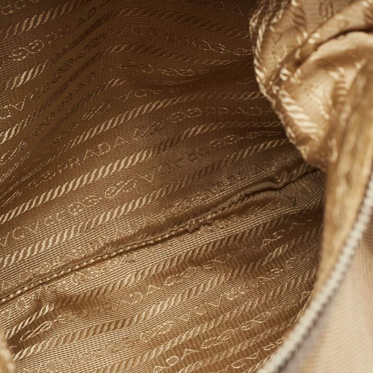 Pre Owned Prada Brown/Beige Logo Jacquard Canvas Messenger Bag