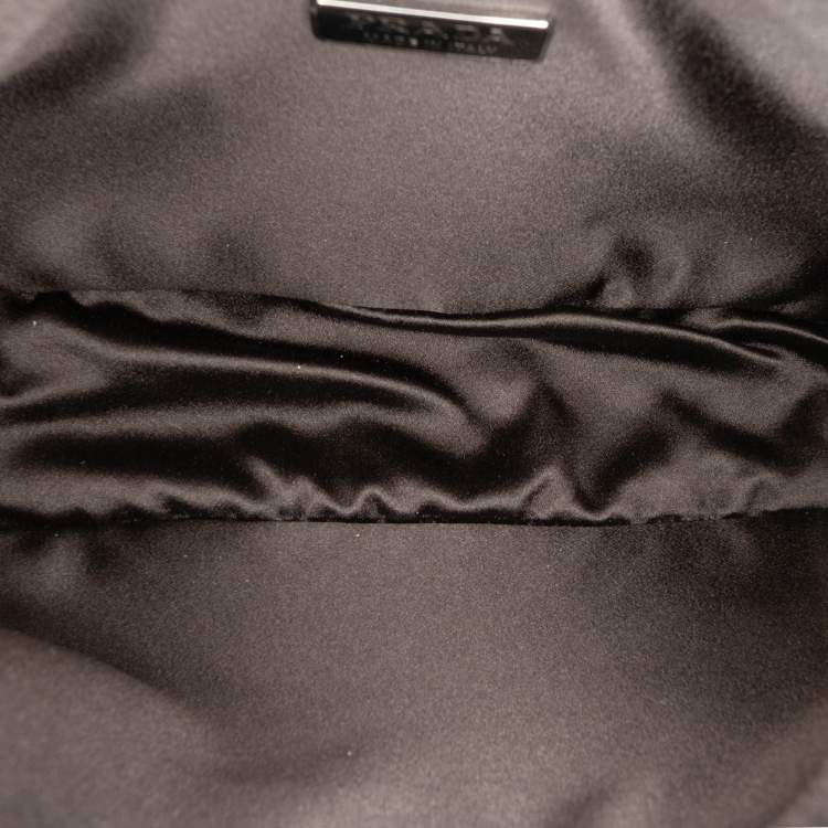 Pre Owned Prada Black Mini Satin Crystal Re Edition 2000 Shoulder Bag