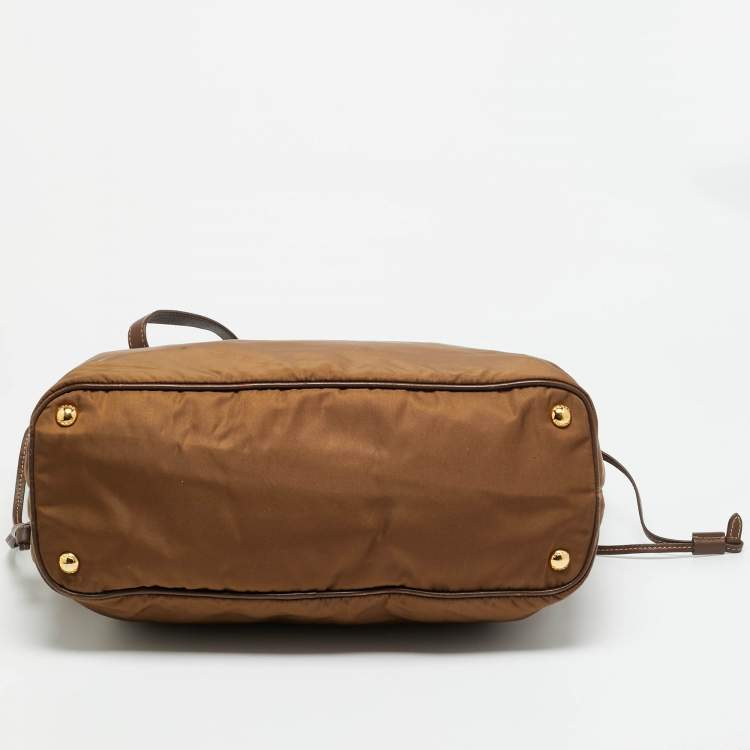 Pre Owned Prada Brown Nylon and Saffiano Leather Shopper Tote