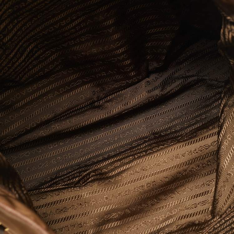 Pre Owned Prada Brown Nylon and Saffiano Leather Shopper Tote
