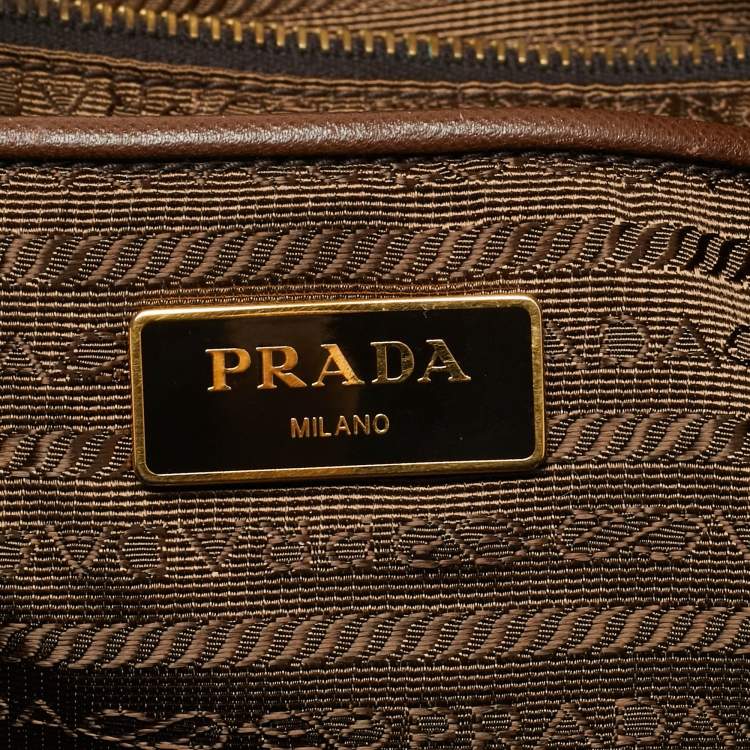 Pre Owned Prada Brown Nylon and Saffiano Leather Shopper Tote