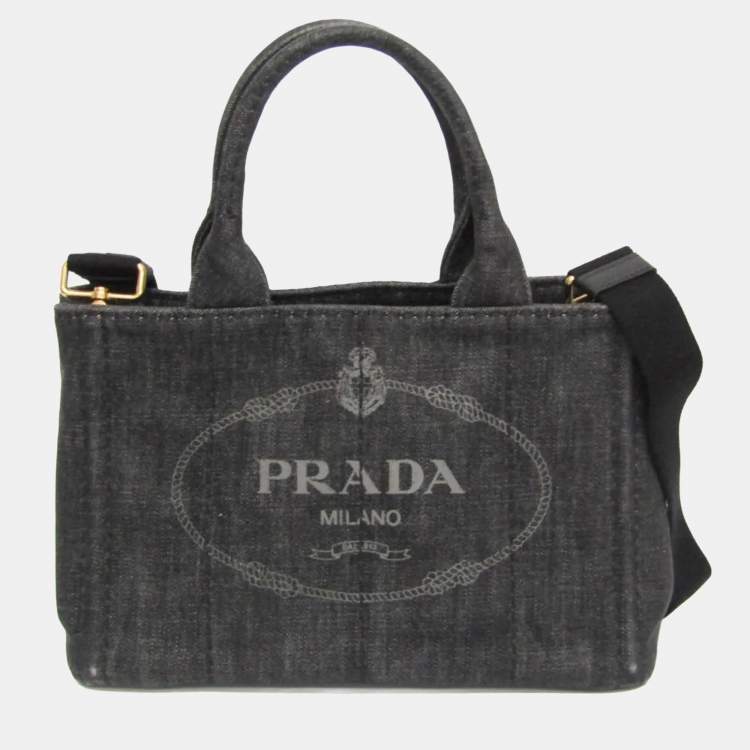 Pre Owned Prada Canapa S Size Canvas Shoulder Bag Tote Bag Black