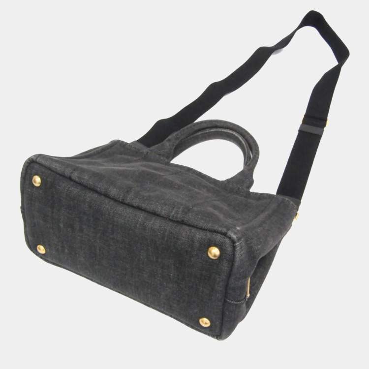 Pre Owned Prada Canapa S Size Canvas Shoulder Bag Tote Bag Black
