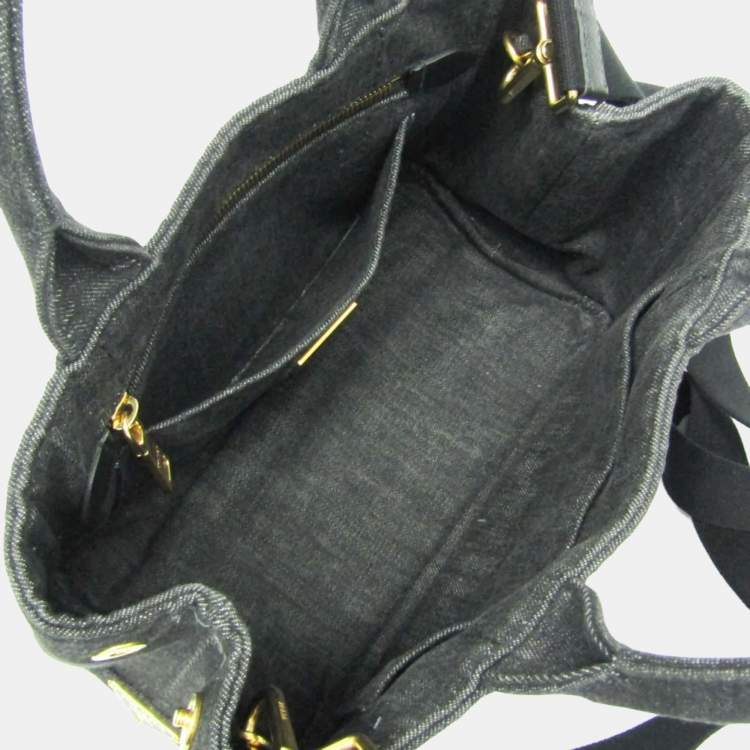 Pre Owned Prada Canapa S Size Canvas Shoulder Bag Tote Bag Black