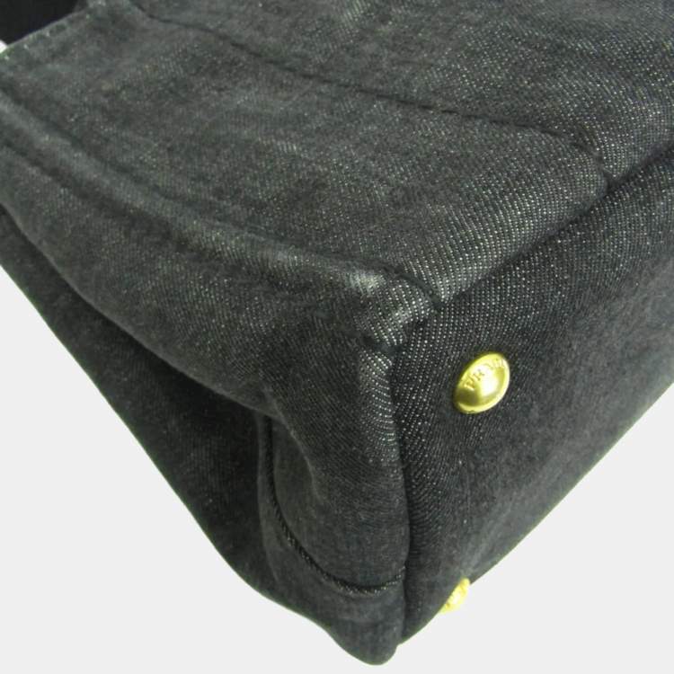 Pre Owned Prada Canapa S Size Canvas Shoulder Bag Tote Bag Black