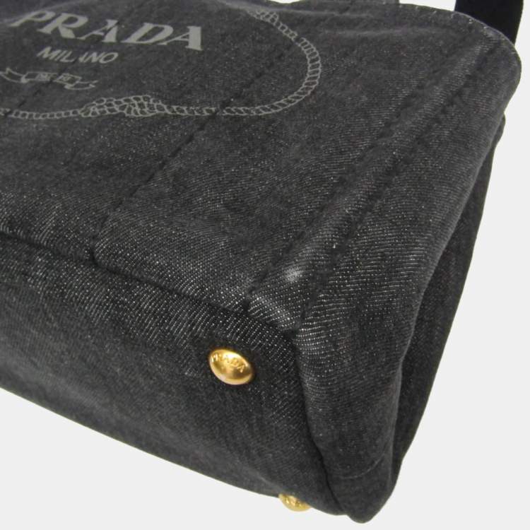 Pre Owned Prada Canapa S Size Canvas Shoulder Bag Tote Bag Black