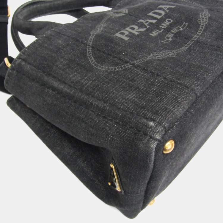 Pre Owned Prada Canapa S Size Canvas Shoulder Bag Tote Bag Black