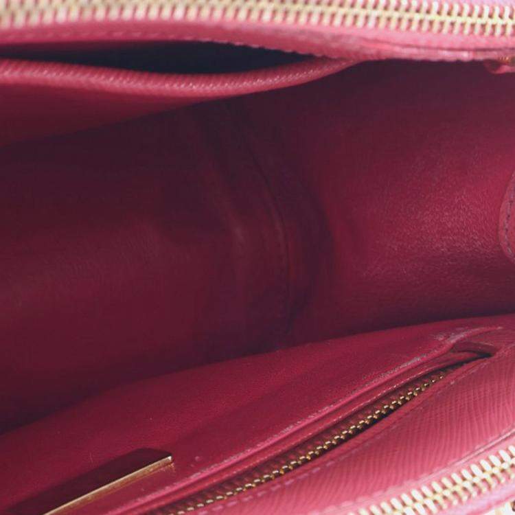 Pre Owned Prada Pink Mini Saffiano Lux Galleria Double Zip Satchel
