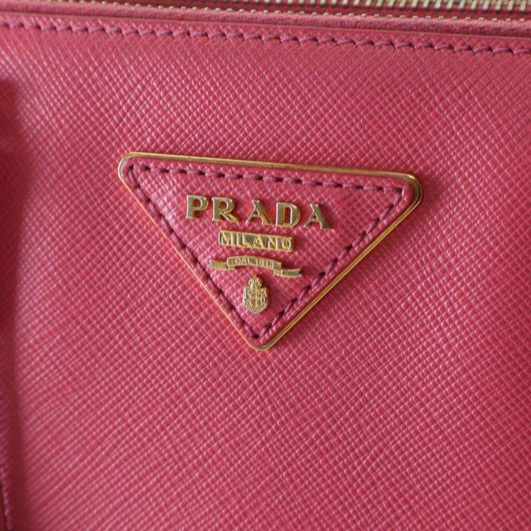 Pre Owned Prada Pink Mini Saffiano Lux Galleria Double Zip Satchel