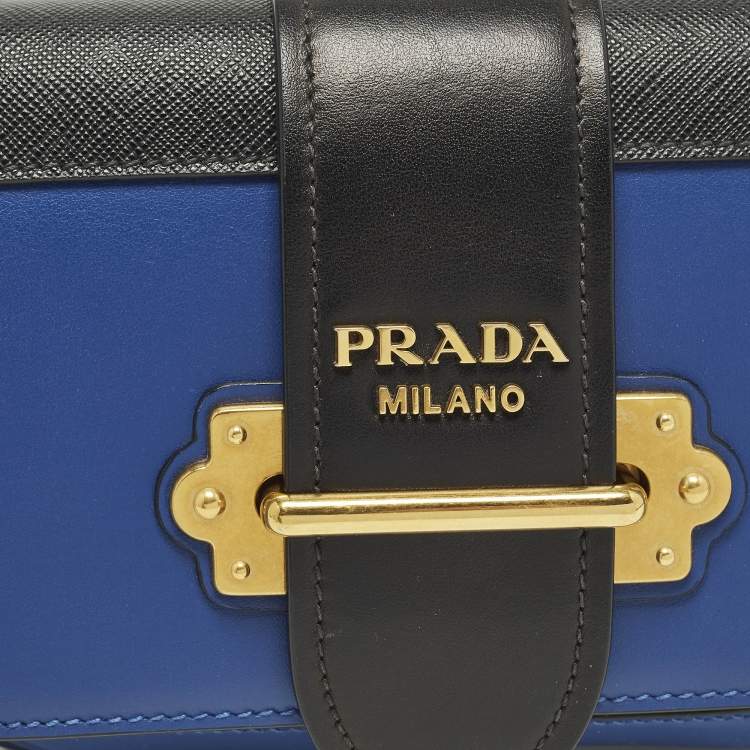 Pre Owned Prada Cahier Royal Blue/Black Leather Convertible Belt Bag