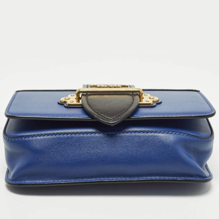 Pre Owned Prada Cahier Royal Blue/Black Leather Convertible Belt Bag