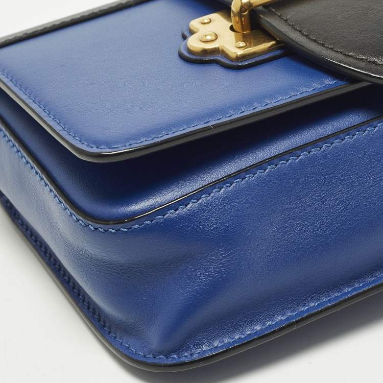 Pre Owned Prada Cahier Royal Blue/Black Leather Convertible Belt Bag