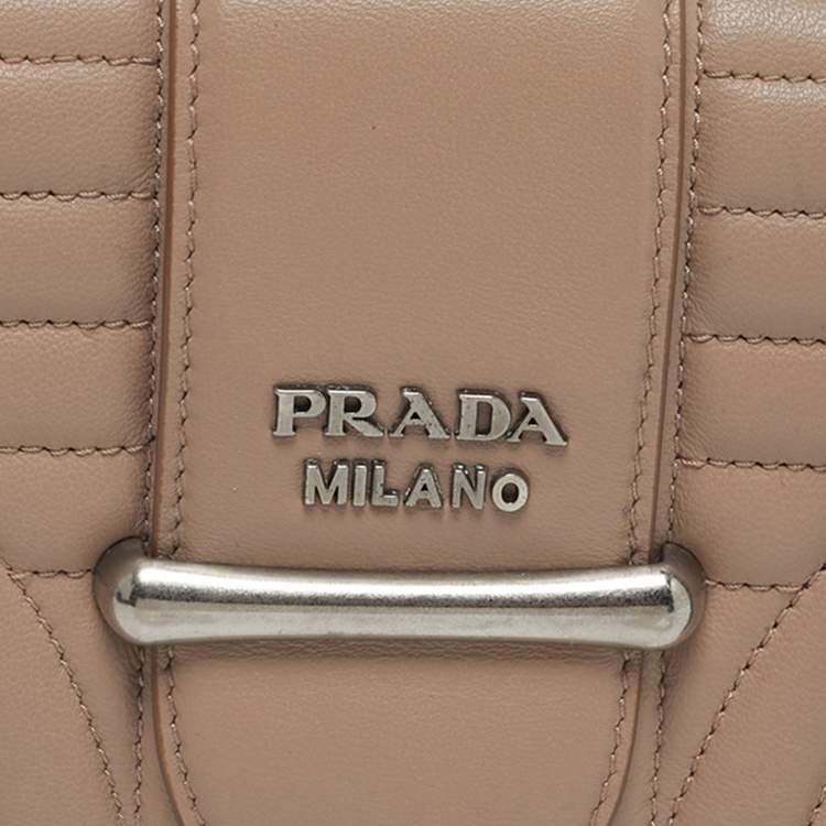 Pre Owned Prada Sidonie Beige Leather Flap Chain Crossbody Bag