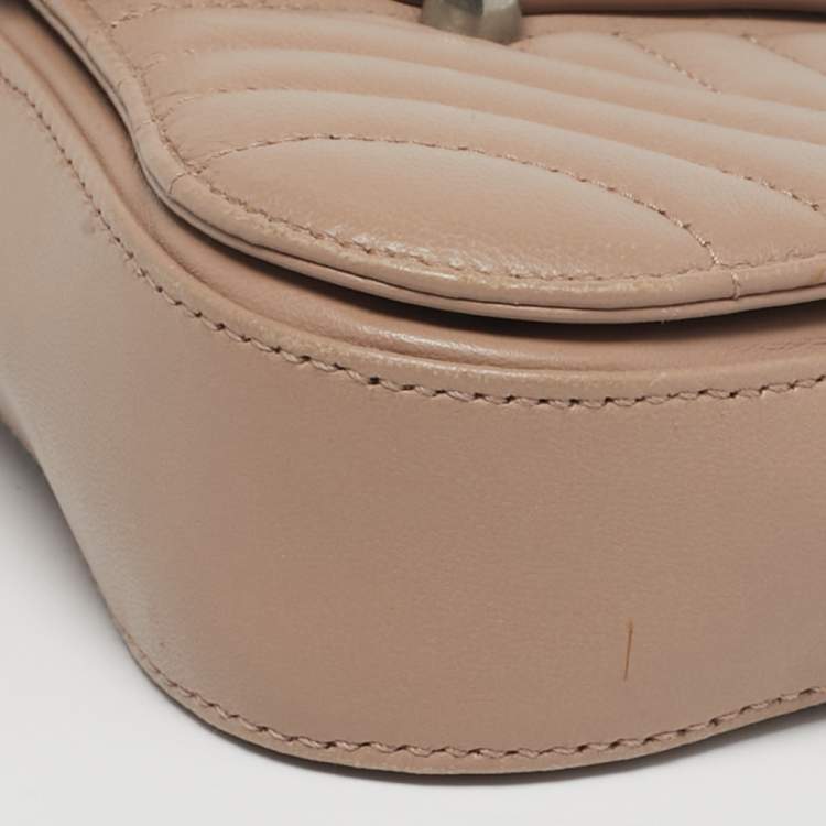 Pre Owned Prada Sidonie Beige Leather Flap Chain Crossbody Bag