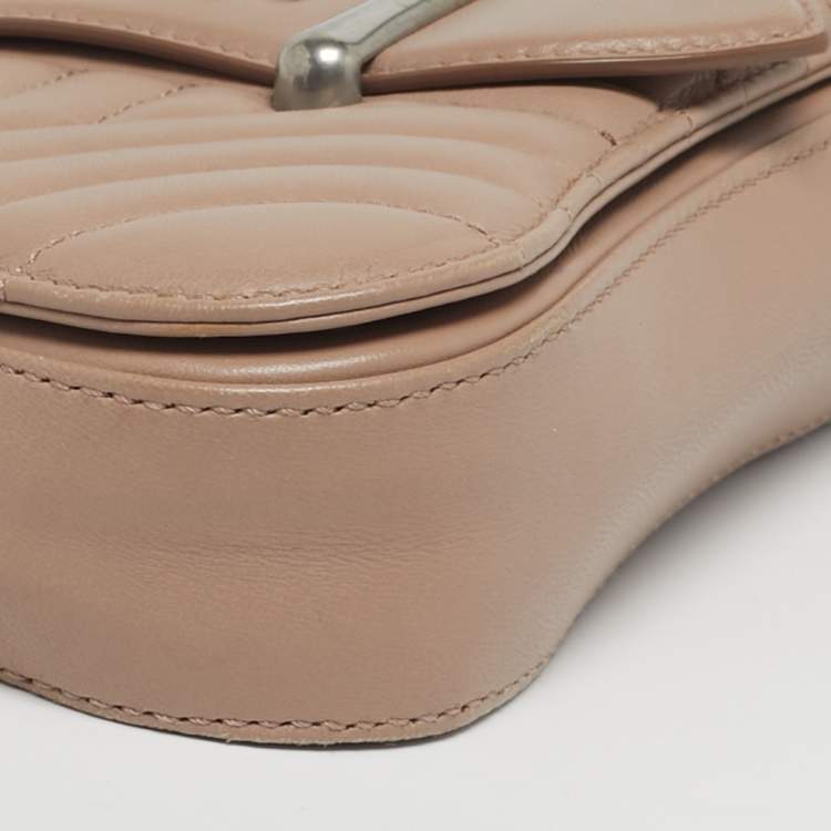 Pre Owned Prada Sidonie Beige Leather Flap Chain Crossbody Bag