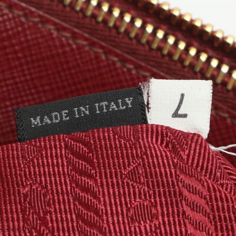 Pre Owned Prada Galleria Executive Burgundy Saffiano Leather Double Zip Tote