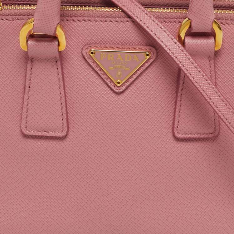 Pre Owned Prada Galleria Micro Pink Saffiano Lux Leather Tote