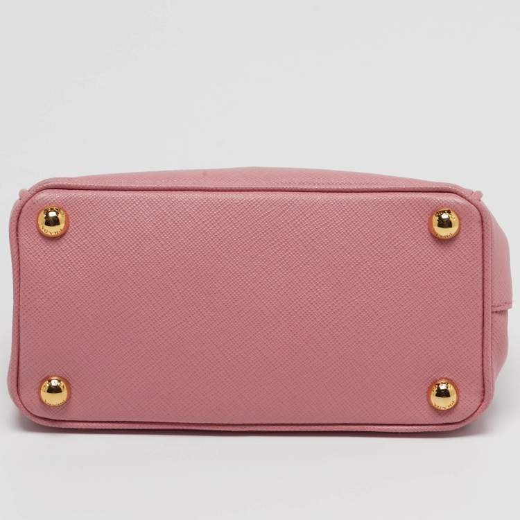 Pre Owned Prada Galleria Micro Pink Saffiano Lux Leather Tote