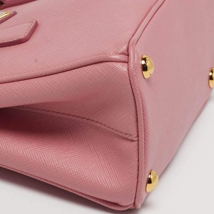 Pre Owned Prada Galleria Micro Pink Saffiano Lux Leather Tote
