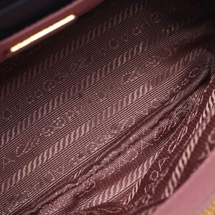 Pre Owned Prada Galleria Micro Pink Saffiano Lux Leather Tote